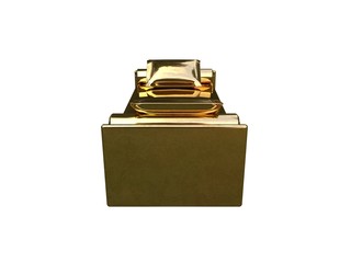 3d rendering of a golden bed isolated on a white background