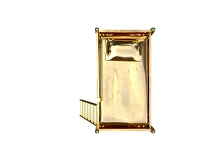 3d rendering of a golden bed isolated on a white background