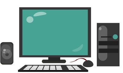 Black modern computer illustration in cartoon style