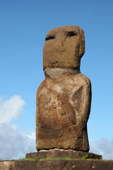 One Moai Ahu Riata in Hanga Piko, Easter Island, Chile