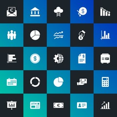 Modern Simple Set of business, money, charts Vector fill Icons. Contains such Icons as  teamwork,  group,  cashless,  financial and more on dark and gradient background. Fully Editable. Pixel Perfect.