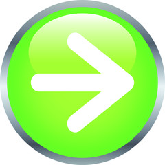 Green Shiny round button with Right arrow mark