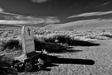 Rosa May Headstone just outside the boundary of the Bodie Cemetery, California 