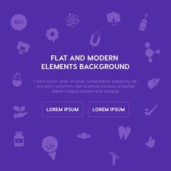 health, science, sports, nature fill vector icons and elements background concept on purple background.Multipurpose use on websites, presentations, brochures and more