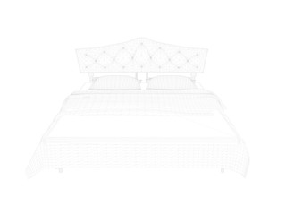 3d rendering of a lined bed on a white background