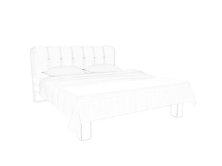 3d rendering of a lined bed on a white background