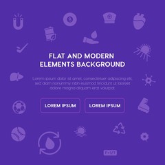 health, science, sports, nature fill vector icons and elements background concept on purple background.Multipurpose use on websites, presentations, brochures and more
