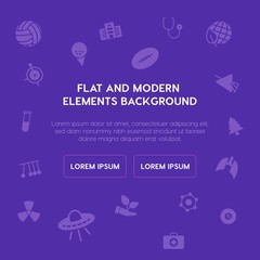 health, science, sports, nature fill vector icons and elements background concept on purple background.Multipurpose use on websites, presentations, brochures and more