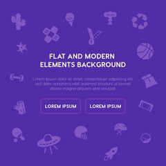health, science, sports, nature fill vector icons and elements background concept on purple background.Multipurpose use on websites, presentations, brochures and more