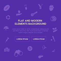 health, science, sports, nature fill vector icons and elements background concept on purple background.Multipurpose use on websites, presentations, brochures and more