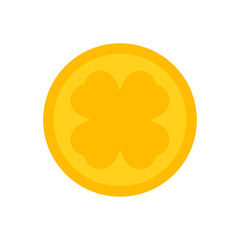 Coin luck patrick's day flat icon vector