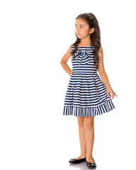 Trendy Asian little girl in full growth.