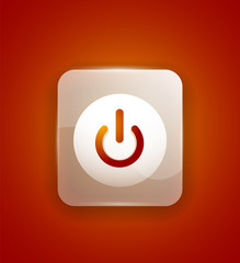 Glass transparent effect power start button, on off icon, vector UI or app symbol design