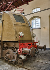 Detail of an electric locomotive, italian classic vintage