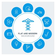 health, science, sports Infographic Circle outline Icons Set. Contains such Icons as  business,  website,  elements,  background,  pattern,  banner,  slider and more. Fully Editable. Pixel Perfect