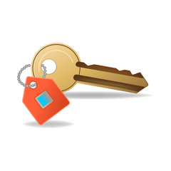 Illustration with golden key for real estate realistic style, vector