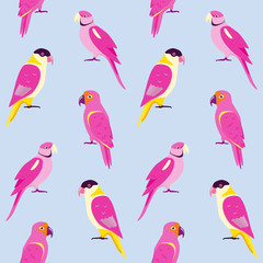 Seamless pattern with colorful parrots