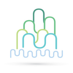 Mountain and river abstract graphic vector