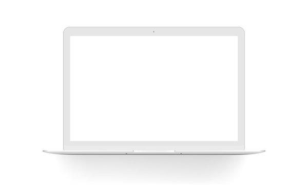 Laptop mock up front view, isolated on white background. Vector illustration