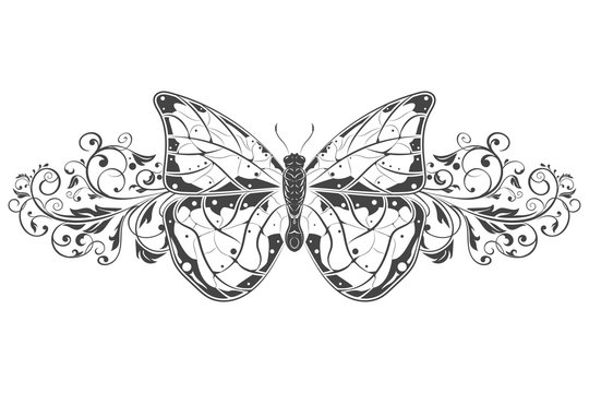 Butterfly with beautiful filigree floral decoration