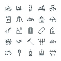Modern Simple Set of transports, industry, buildings Vector outline Icons. Contains such Icons as  industry,  gas, change, oil,  vehicle and more on white background. Fully Editable. Pixel Perfect