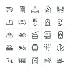 Modern Simple Set of transports, industry, buildings Vector outline Icons. Contains such Icons as  diesel,  distribution,  stick,  truck and more on white background. Fully Editable. Pixel Perfect