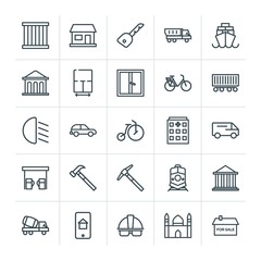 Modern Simple Set of transports, industry, buildings Vector outline Icons. Contains such Icons as  court,  vehicle, transportation,  lock and more on white background. Fully Editable. Pixel Perfect