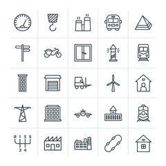 Modern Simple Set of transports, industry, buildings Vector outline Icons. Contains such Icons as change,  equipment,  industry,  tower and more on white background. Fully Editable. Pixel Perfect