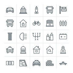 Modern Simple Set of transports, industry, buildings Vector outline Icons. Contains such Icons as  texture,  front,  search,  construction and more on white background. Fully Editable. Pixel Perfect