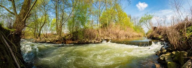 Foto auf Acrylglas Landschaft im Frühling mit Fluss und Bäumen © Günter Albers