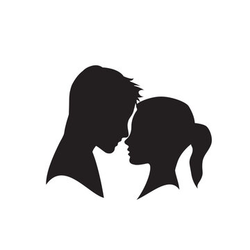 Vector logo lovers. Silhouette of man and woman