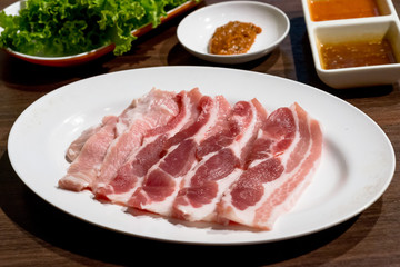 Korean grilled pork belly bbq samgyeopsal