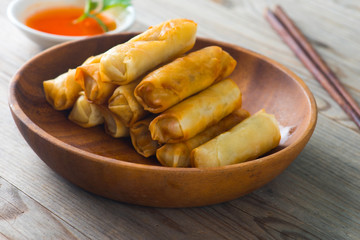 deep fried spring rolls , popia