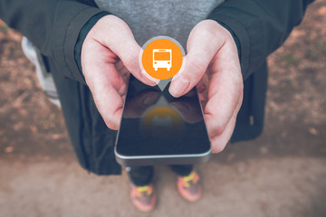 Purchasing electronic bus ticket with smartphone app