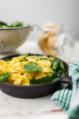 Spinach tagliatelle pasta
