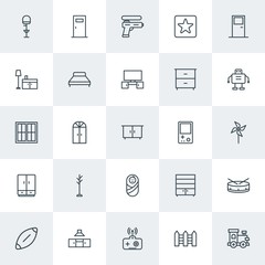 Modern Simple Set of furniture, kids and toys Vector outline Icons. Contains such Icons as  architecture,  door, ball,  control,  entrance and more on white background. Fully Editable. Pixel Perfect.