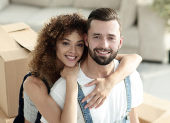 Fototapeta premium Close-up portrait of a newly-married couple in work clothes