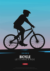 Bicycle riding poster. Sport, active lifestyle. Vector illustration