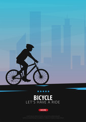Bicycle riding poster. Sport, active lifestyle. Vector illustration