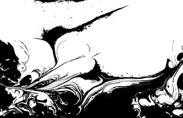 Naklejka premium Black and white liquid texture. Watercolor hand drawn marbling illustration. Abstract vector background. Monochrome marble pattern