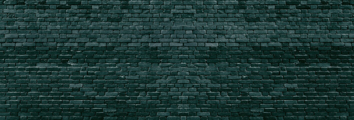 Wide spacious dark teal brick wall texture as background