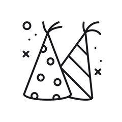 Party cone hats icon. Party celebration birthday holidays event carnival festive. Thin line party basic element icon. Vector simple linear design. Illustration. Symbols. Congratulation.