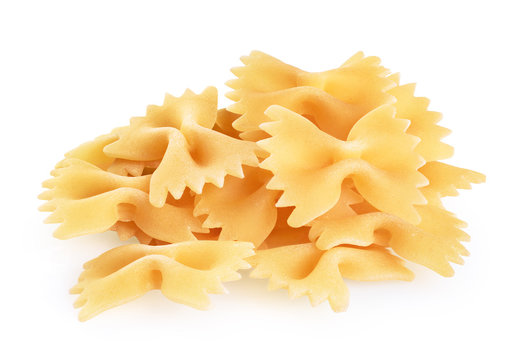 Farfalle pasta isolated on white background. Raw.