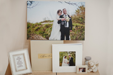 White and beige wedding book or album.