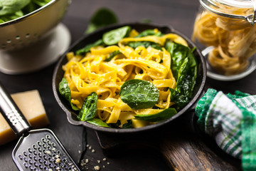 Spinach tagliatelle pasta