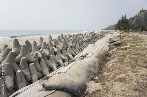 concrete blocks protecting marine drive road cox's bazar bangladesh