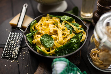 Spinach tagliatelle pasta