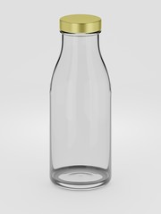 Empty bottle for juice or water with aluminium cap - 3d illustration