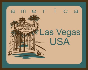 Travel. A trip to the United States. City Of Las Vegas.  Sketch.  The design concept for the tourism industry. Vector illustration.