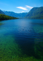 Fototapeta na wymiar Landscape Bohinj Lake,with clear water.